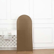 5 ft TAUPE Matte Fitted Spandex Round Top Arch Backdrop STAND COVER Party