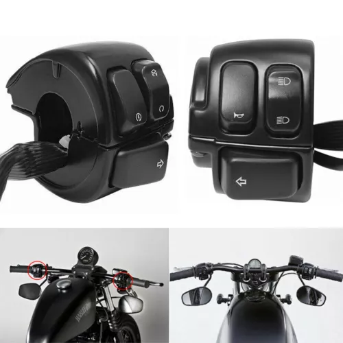 Black Motorcycle Handlebar Control Switches+Wiring Harness For Harley Dyna Vrod - Picture 1 of 4