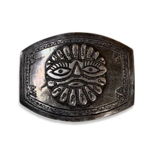 Vintage 900 Silver Mayan God Brooch Pin Industrial Argentina