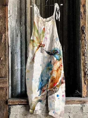 Mono holgado boho de mujer talla grande mono verano retro peto pantalones harén DE - Imagen 71 de 73