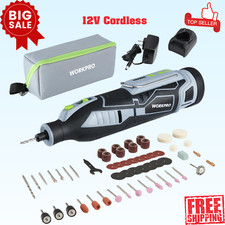 WORKPRO 12V Cordless Rotary Tool Kit 5 Variable Speed 114 Pcs Change Accessories
