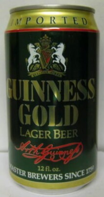 GUINNESS GOLD LAGER BEER IMPORTED 12oz CAN with HORSES & HARP, IRELAND 1/1+