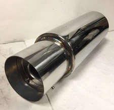 Universal 4" Tip JDM N1 Style 2.5" Inlet Stainless Steel Muffler Weld On Exhaust