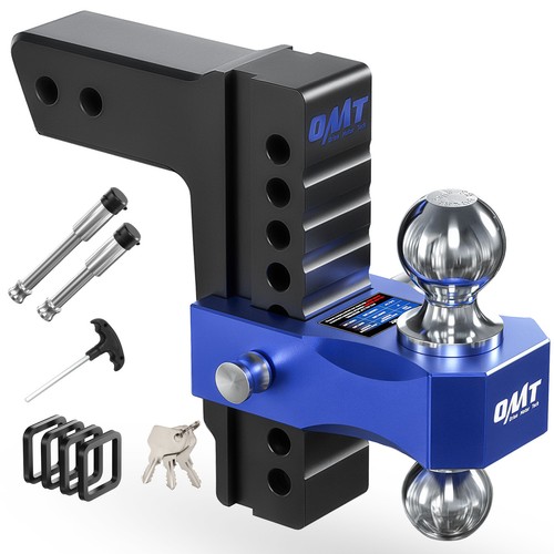 OMT 2.5" Receiver 8" Drop Adjustable Trailer Hitch Tow Hitch Dual Ball 18500 lb - 第 1/10 張圖片
