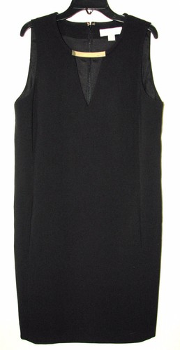 NEW-MICHAEL KORS BLACK SHIFT WOMENS DRESS WITH GOLD TONE ACCENT SZ-10 MSRP $140 - 第 1/6 張圖片