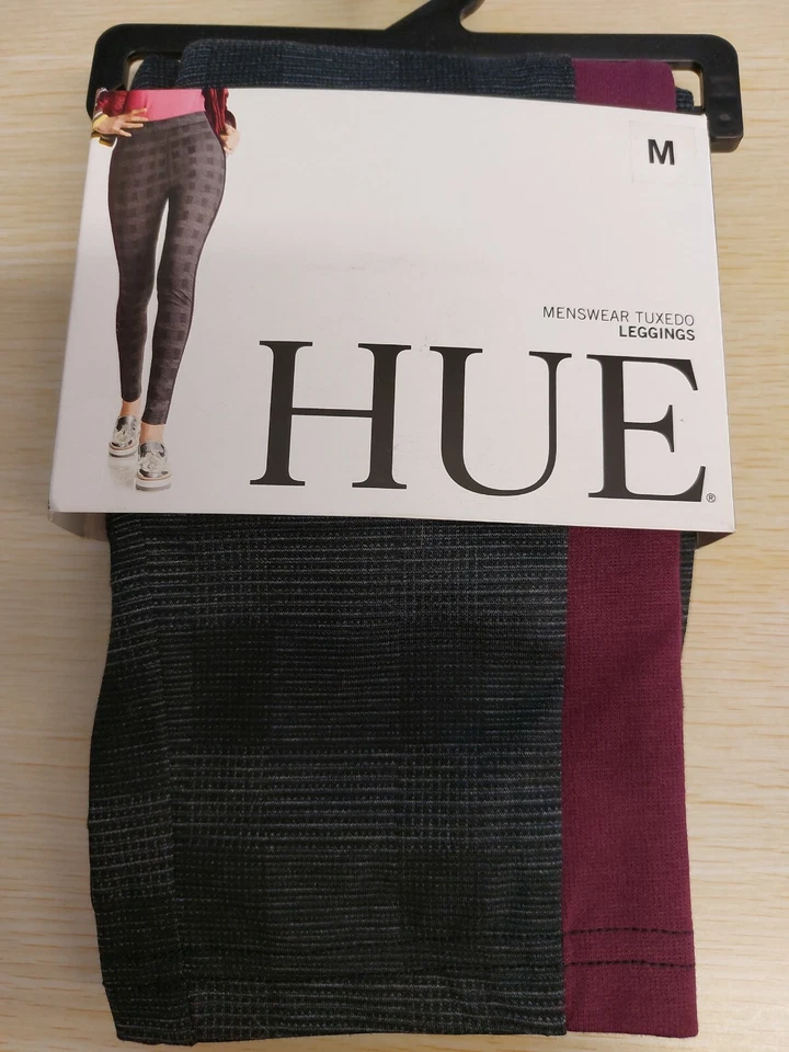 HUE Womens Striped Menswear Leggings Black Medium 8-10 (27x29) - Image 3 of 4