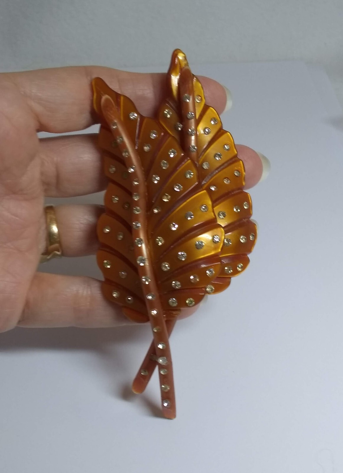Large Statement Brooch Rust Brown Fall Leaves Pin… - image 3