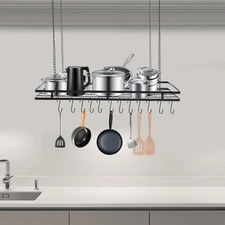 Ceiling Mount Pot Pan Holder Hanger Rack Hanging Cookware Storage Organizer