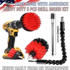 Power Scrubber Drill Brush Set Cleaner Spin Tub Shower Tile Grout Wall 5 Brushes