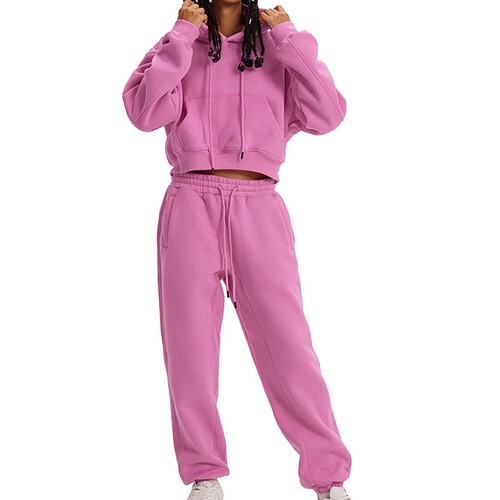 Damen Jogginganzüge Sets 2 Stück Outfits Cropped Hoodie Sweatshirt und Jogginghose - Bild 7 von 45