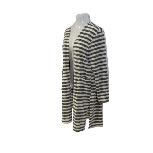 Now N Forever Sweater Womens 1X Cardigan Longline Gray Stripe Boho - Picture 4 of 11