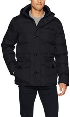 NWT Kenneth Cole New York Men's Hooded Down Parka Black Size M $220 BB364 