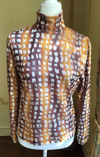 St. John Sport by Marie Gray Giraffe Print Multicolored Turtleneck Designer Sz M - Foto 2 di 5
