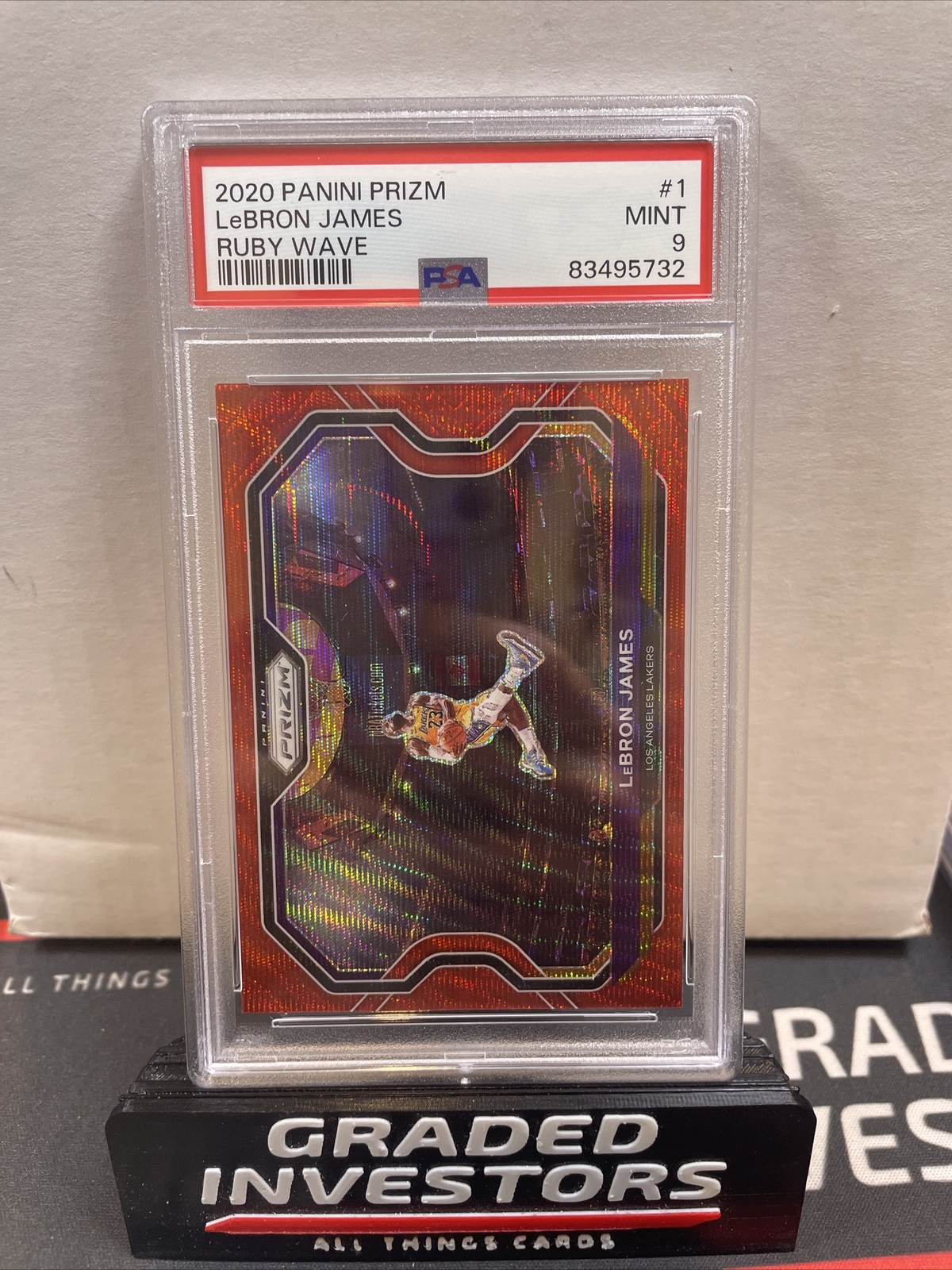 2020-21 Panini Prizm Lebron James Ruby Wave Prizm #1 PSA 9 Lakers GOAT