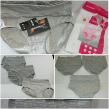 Tagless 3 Pr Gray Cotton / Spandex Briefs Panties Sz L 34-37" Waist Comfort Soft