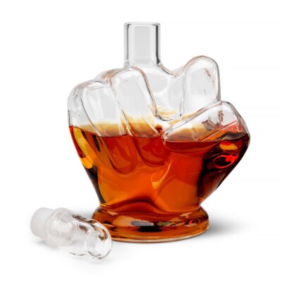 Whisky Dekanter Set Mittelfinger - 6-teilig Mit Gläsern Und Tablett