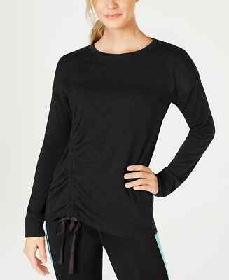 Ideology Womens Asymmetrical Ruched Top Black Size Medium
