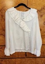 WOMEN'S VICTOR COSTA SILK IVORY BLOUSE TOP