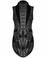 Men Gothic Victorian Silver Brocade Waistcoat Vest Jacquard Tuxedo Tailcoat
