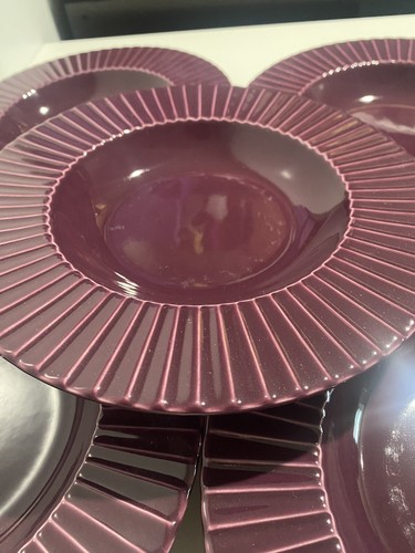 Pagnossin Ironstone Purple Scallop Set Of 5 Pasta/Salad/Soup Bowls 9.5” EUC - Picture 4 of 4