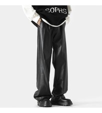 Pantaloni uomo in pelle pu larghi gamba larga casual oversize retrò pantaloni moto