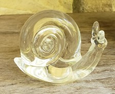 Artisan Crafted Snail Figurine Solid Glass Ground Bottom