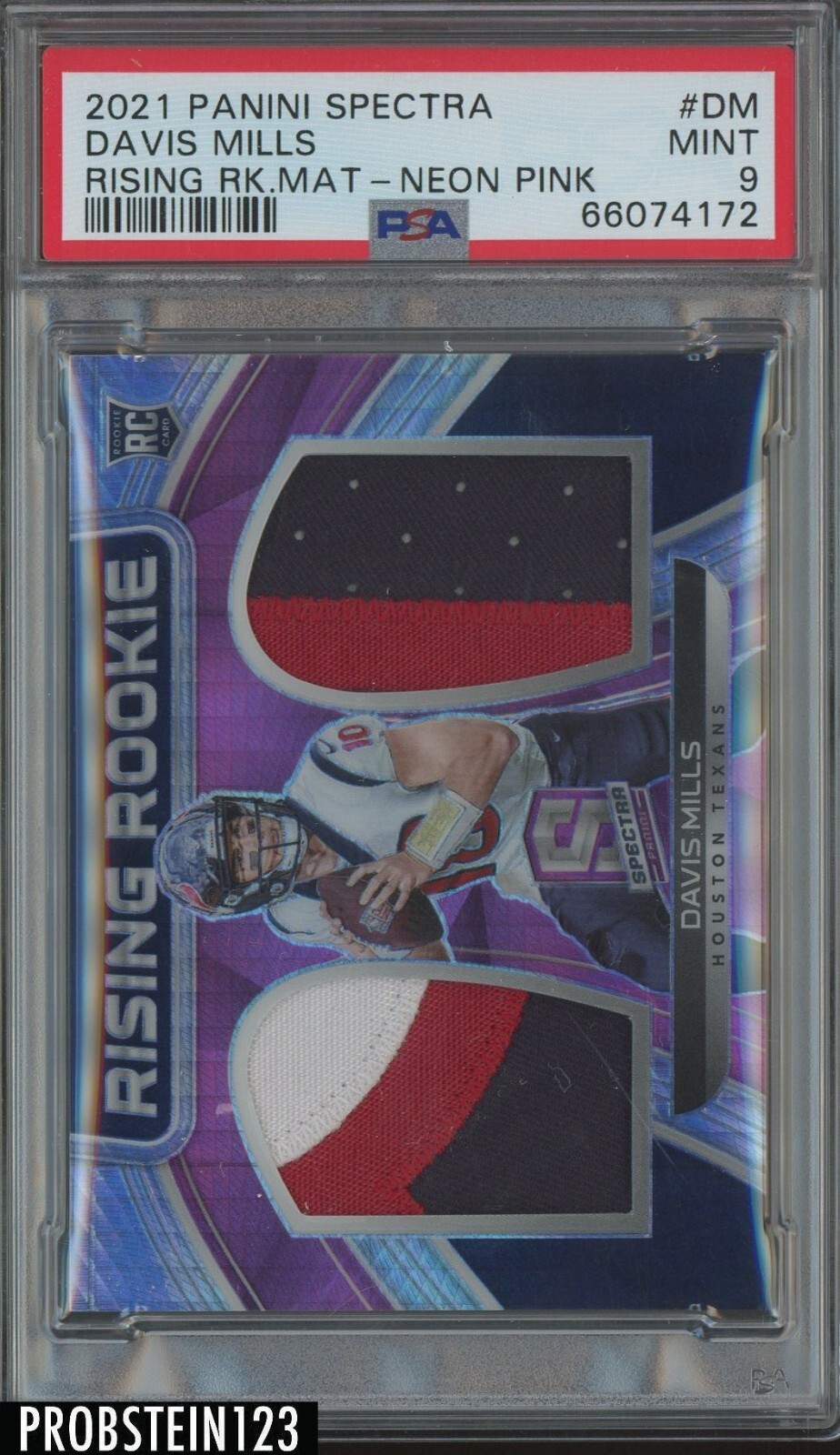 Davis Mills Panini Spectra Rising Rookie Materials #DM Neon Pink