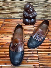 Allen Edmonds "NASHUA" Men's Tassel Loafers Black/Brown Trim Size 12D NEAR MINT