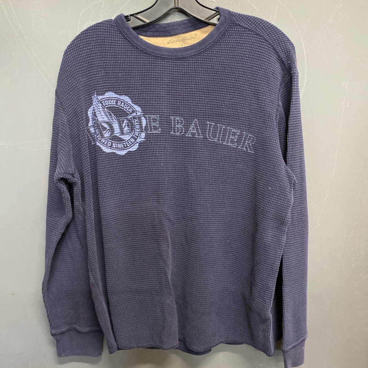 エディ Eddie Bauer Men's Thermal Crew Neck Long Sleeve Shirt, Blue Medium