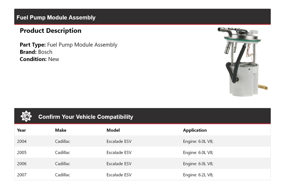 For 2004-2007 Cadillac Escalade ESV Bosch Fuel Pump Module Assembly 2005 2006 - Image 2 of 4