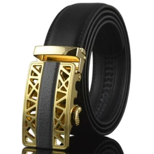 Luxury Men's Real Leather Belt Automatic Buckle Belt Ratchet Strap Gift Belt Hot
