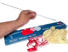 18" NEEDLE THROUGH BALLOON + 12 CLEAR Magic Trick Set Kit Thru Penetration Stage