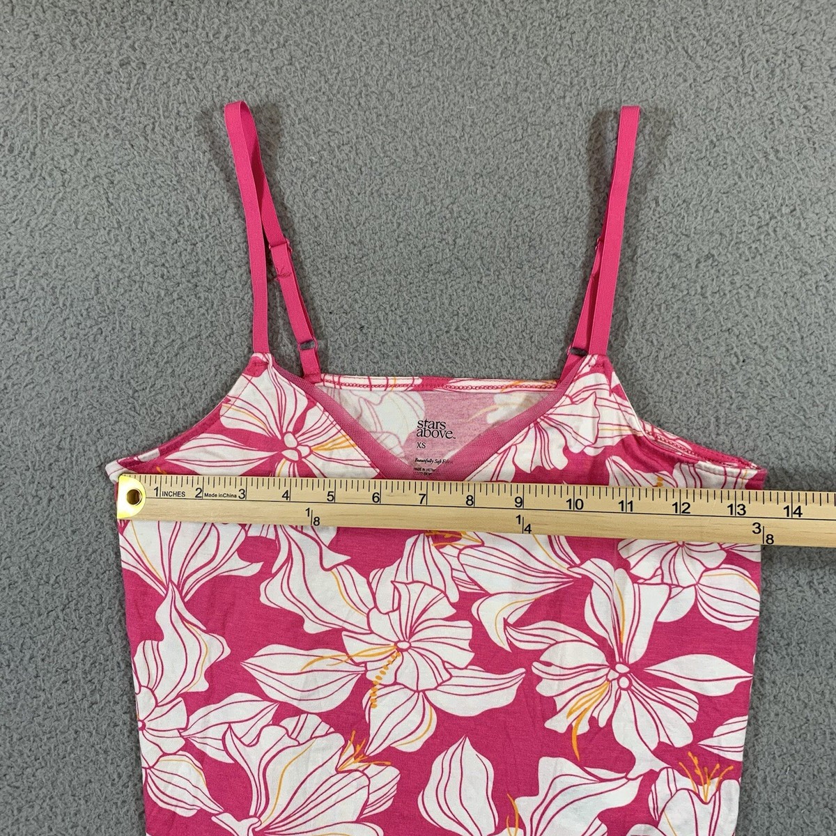 Stars Above Tank Top Women XS Pink Hawaiian Floral Tropical Y2K