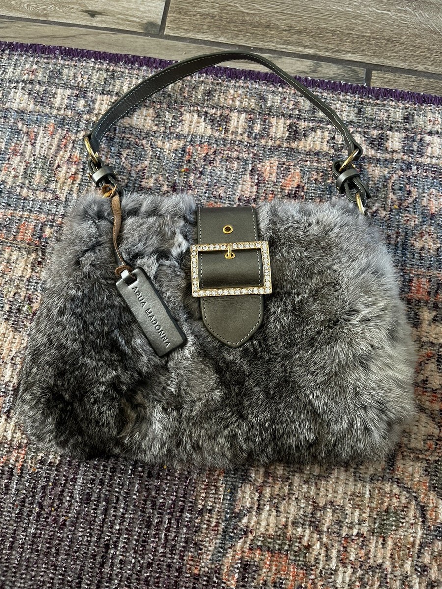 Vintage Rabbit Fur Purse Rhinestone Buckle