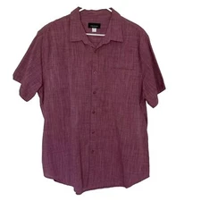 Structure Men’s Burgundy White Shirt Size XL Short Sleeves Button-Up Modern Fit