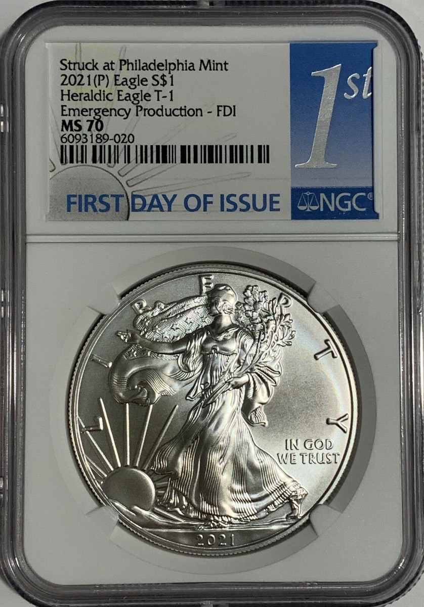 2021 (P) Silver American Eagle NGC MS70 FDI First Day Issue