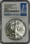 2021 (P) Silver American Eagle NGC MS70 FDI First Day Issue Emergency Production