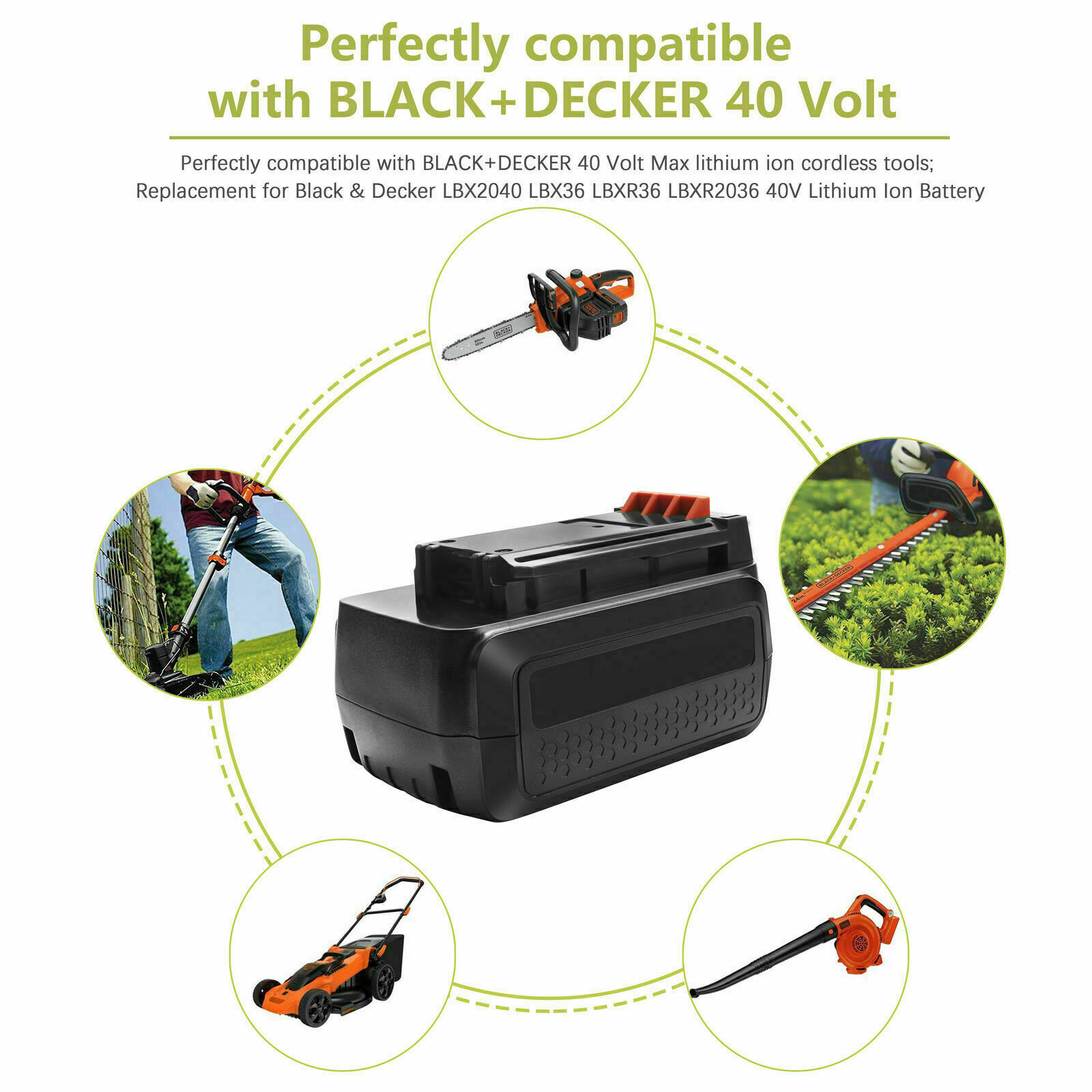 40 Volt 4.0Ah Lithium Battery for Black and Decker 40V Max LBX2040 LBXR36 LSW36