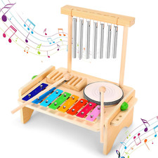 Juego de batería para niños pequeños, juego de batería para bebé Montessori instrumentos musicales juguetes, T