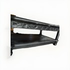 Black Rectangular Wood & Metal Coffee Table Floral Botanical Inset 48x30x32 — photo 4