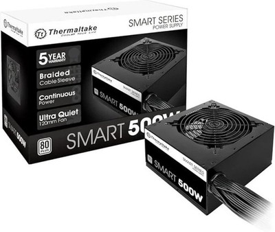 Thermaltake Smart 500W 80+ White PSU   Quiet 120mm Fan, Continuous Power Supply