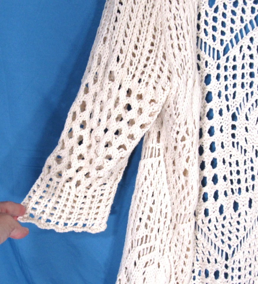 C&V CHELSEA & VIOLET Off-White Crochet Frente Abierto BOHO Suéter Cárdigan Kimono S Foto 3 de 4