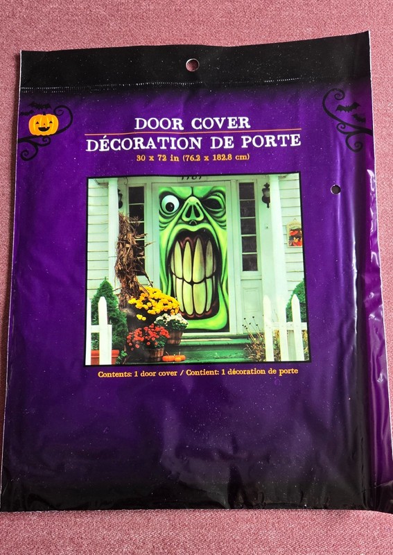 New Halloween Spooky Door Cover 30 in. x 72 in Green Monster Plastic