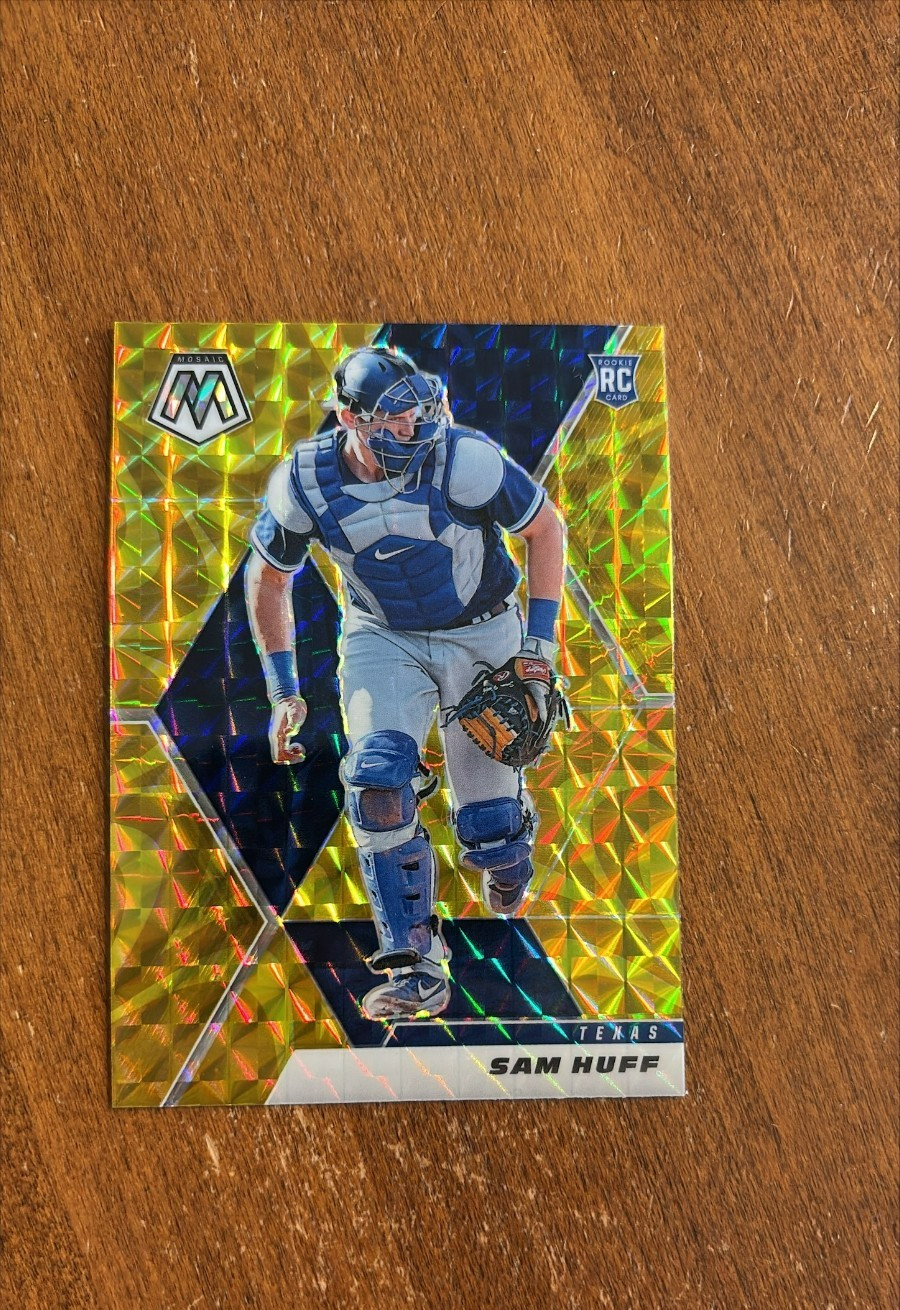 Sam Huff 2021 Mosiac Yellow Reactive Prizm Rookie #205 Texas Rangers RC