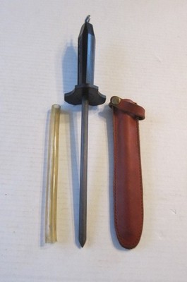 Vintage 3-piece  EZE-LAP Diamond Round Knife Sharpener  with Leather Snap Sheath