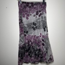 VTG 90s Women Whimsigoth Sheer Floral Midi Skirt Small Purple Black Fairy Grunge