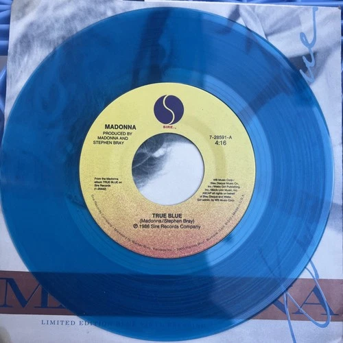 Madonna-True Blue -Sire 7-28591-A DJ MTV Vintage 1986 Blue Vinyl 45 Excellent