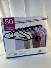 Space Saving 1193759 Flocked Non-Slip Clothes Hangers - Black Pack of 50 Units 