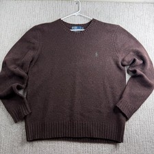 Polo Ralph Lauren Merino Angora Crewneck Sweater Mens Size XL Brown Green Pony