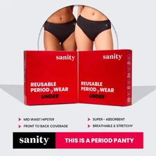 Sanity Mid Rise Hipster, Leak-Proof & Reusable Period Panties | Pack of 2